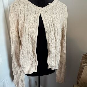 American Eagle Outfitters Cream Cable Knit Cardigan